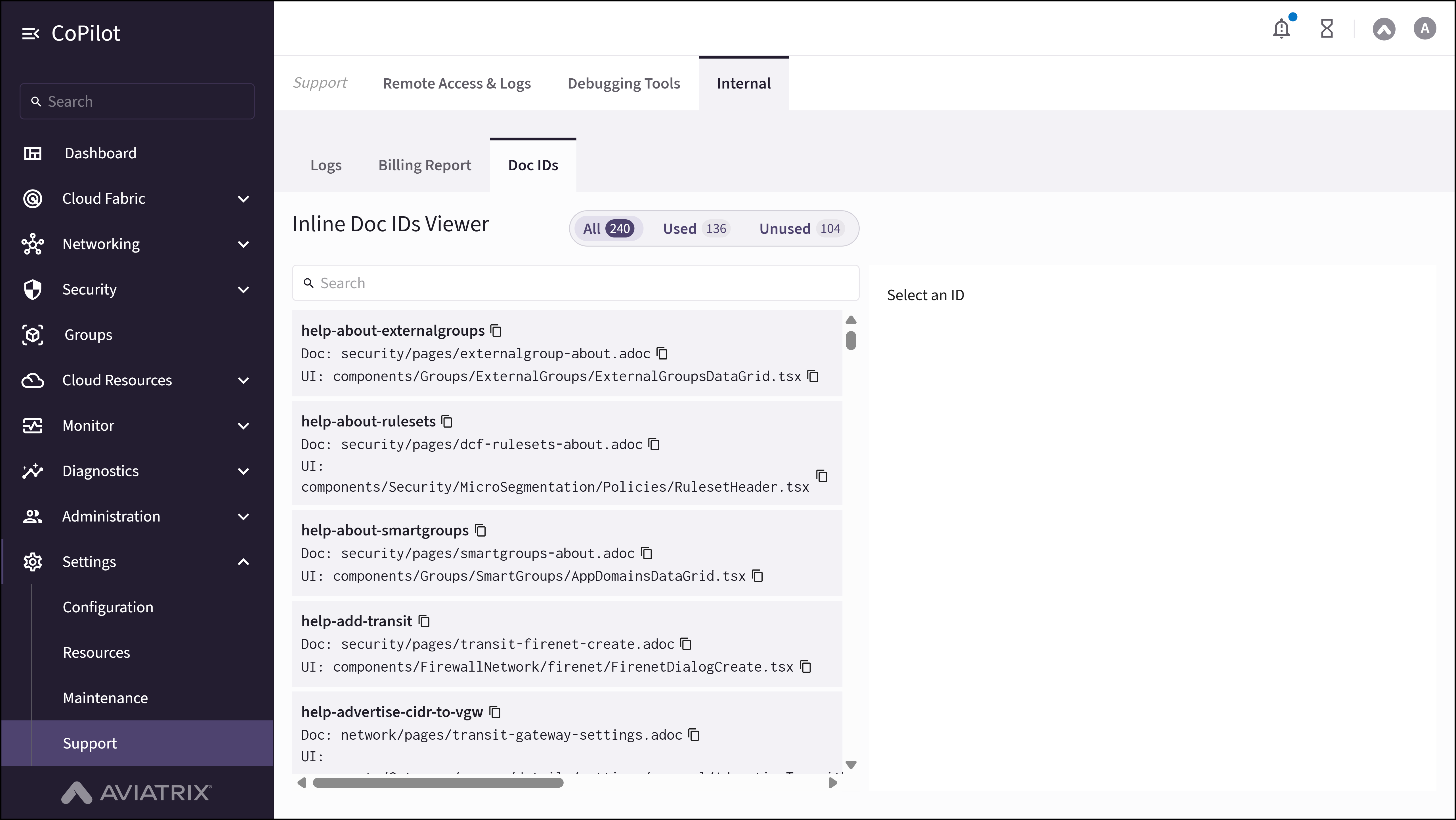 Support: Internal - Doc IDs