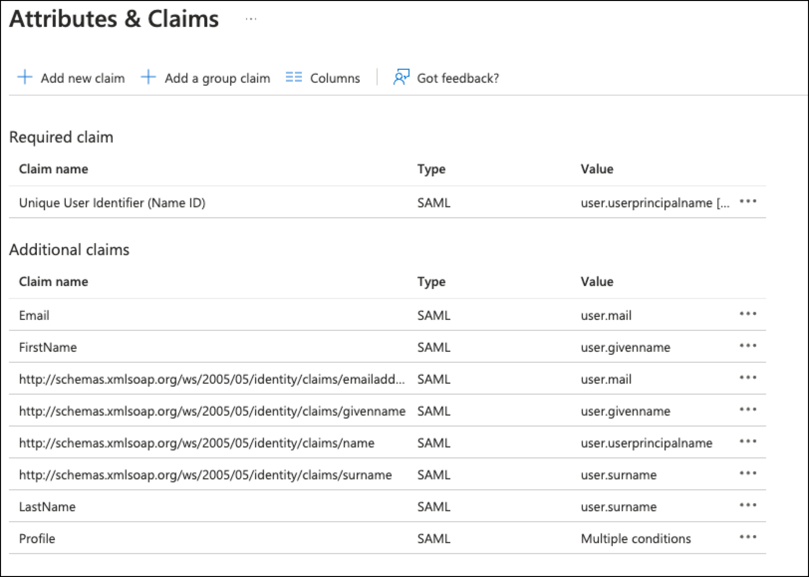 SAML Entra ID Config