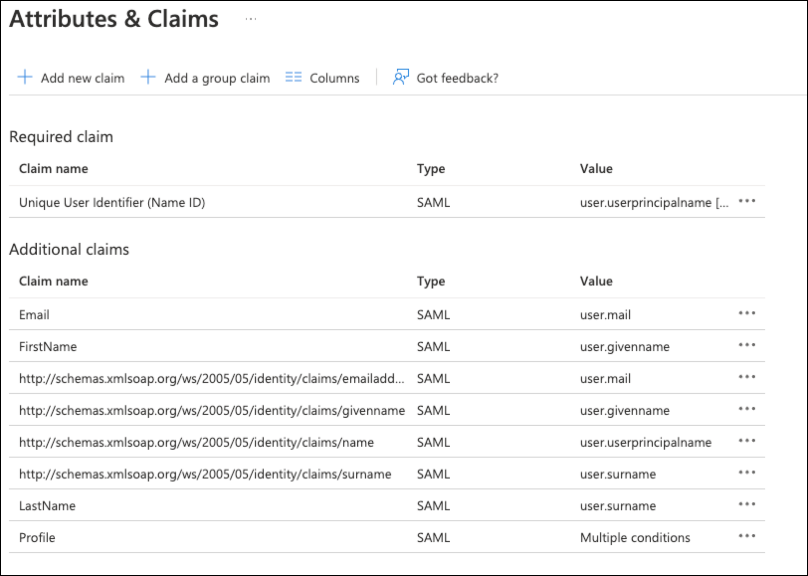 SAML Entra ID Config