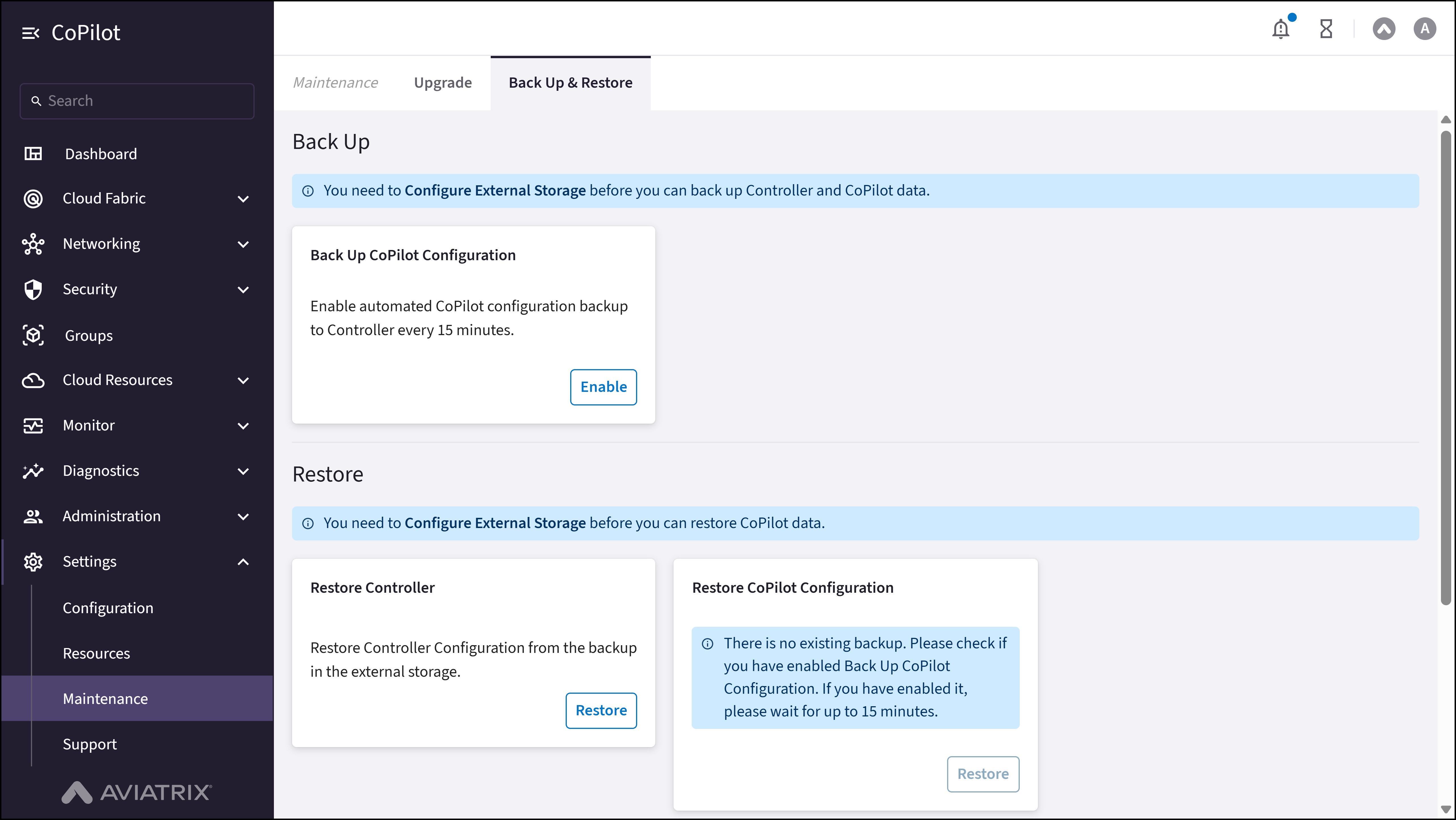Maintenance: Back Up & Restore