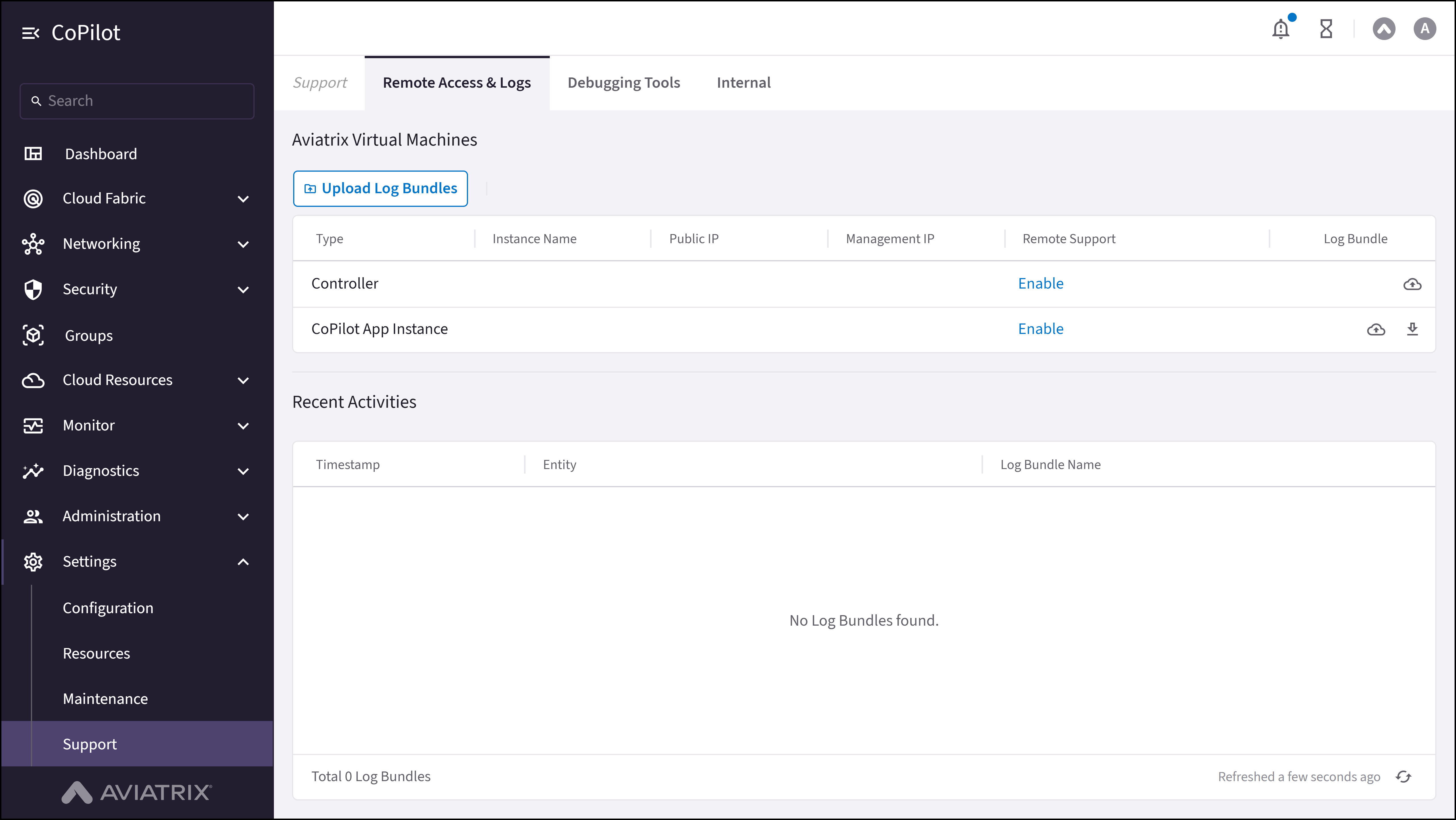 Support: Remote Access & Logs
