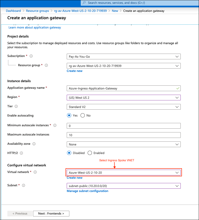 Azure Application Gateway Creation