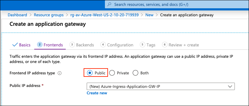 Azure Application Gateway Frontend