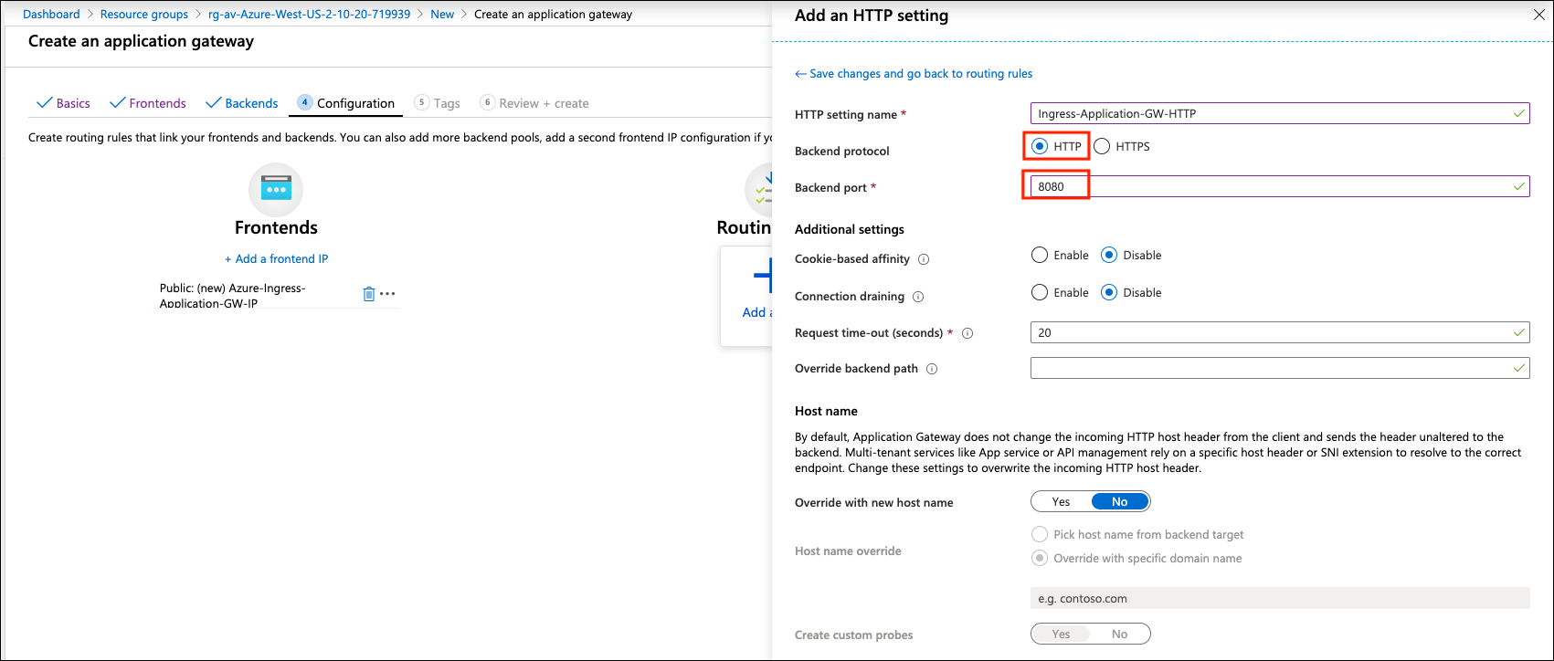 Azure Application Gateway HTTP Setting