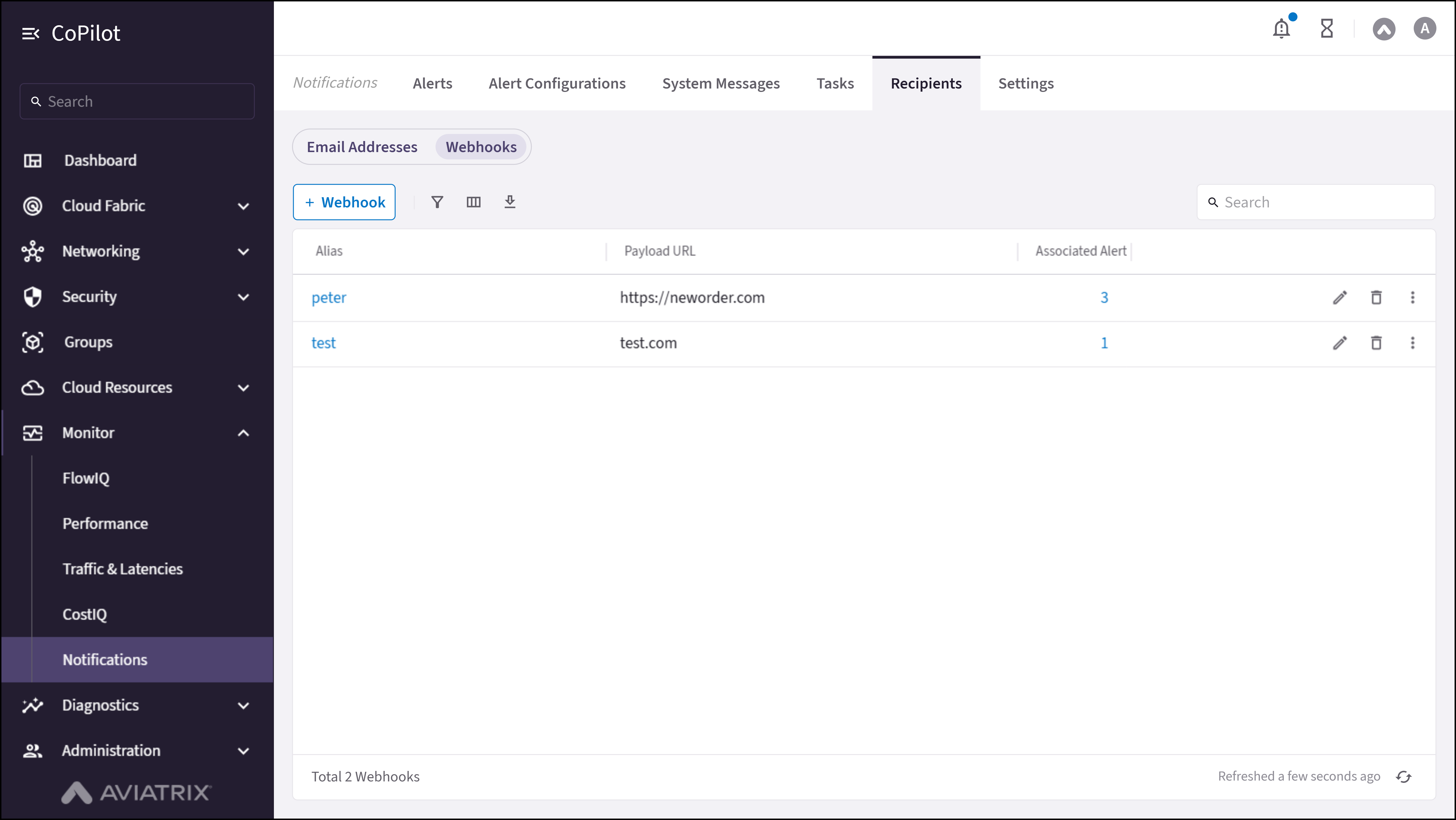 Notifications: Webhooks