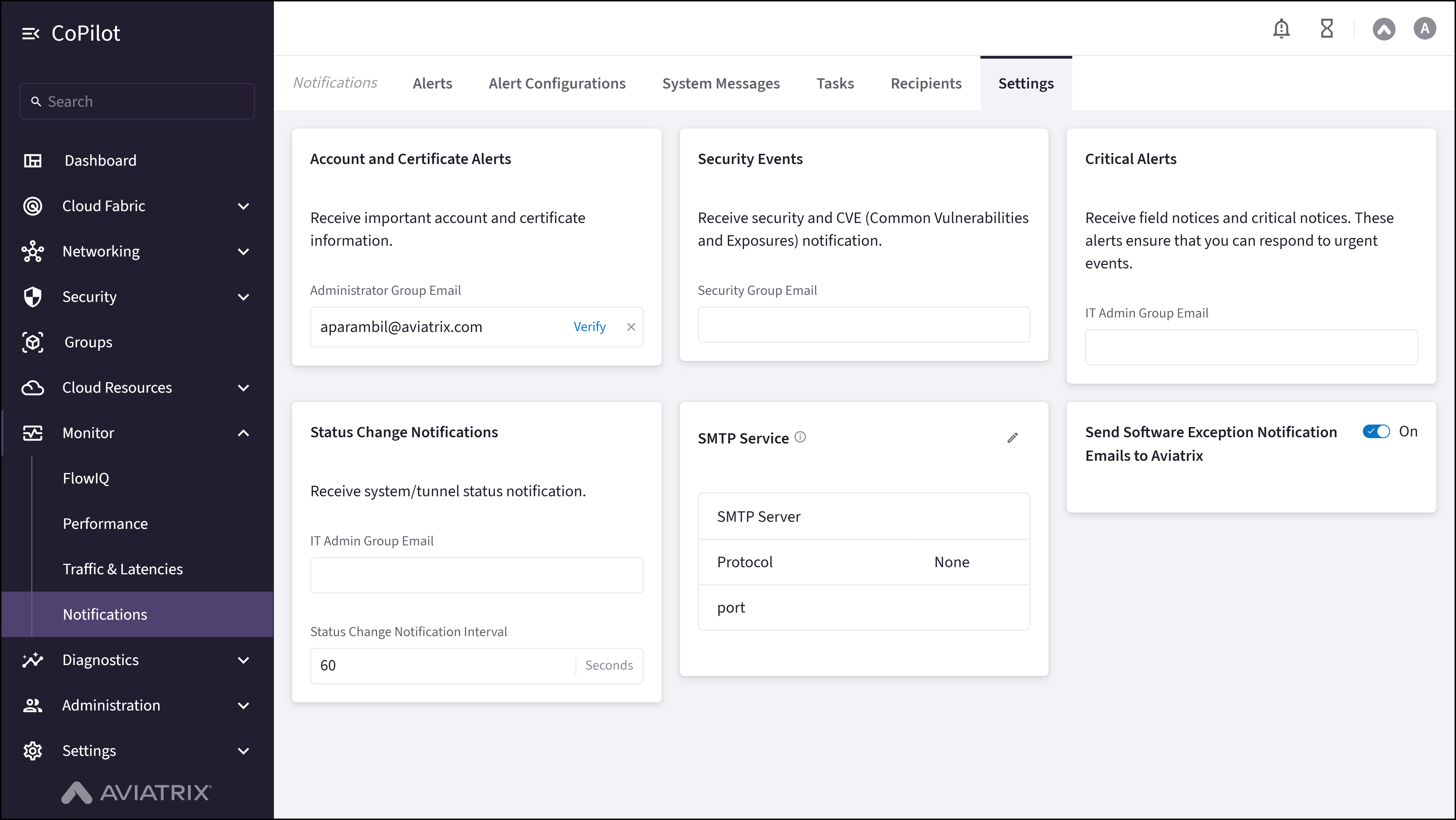 Notifications: Settings