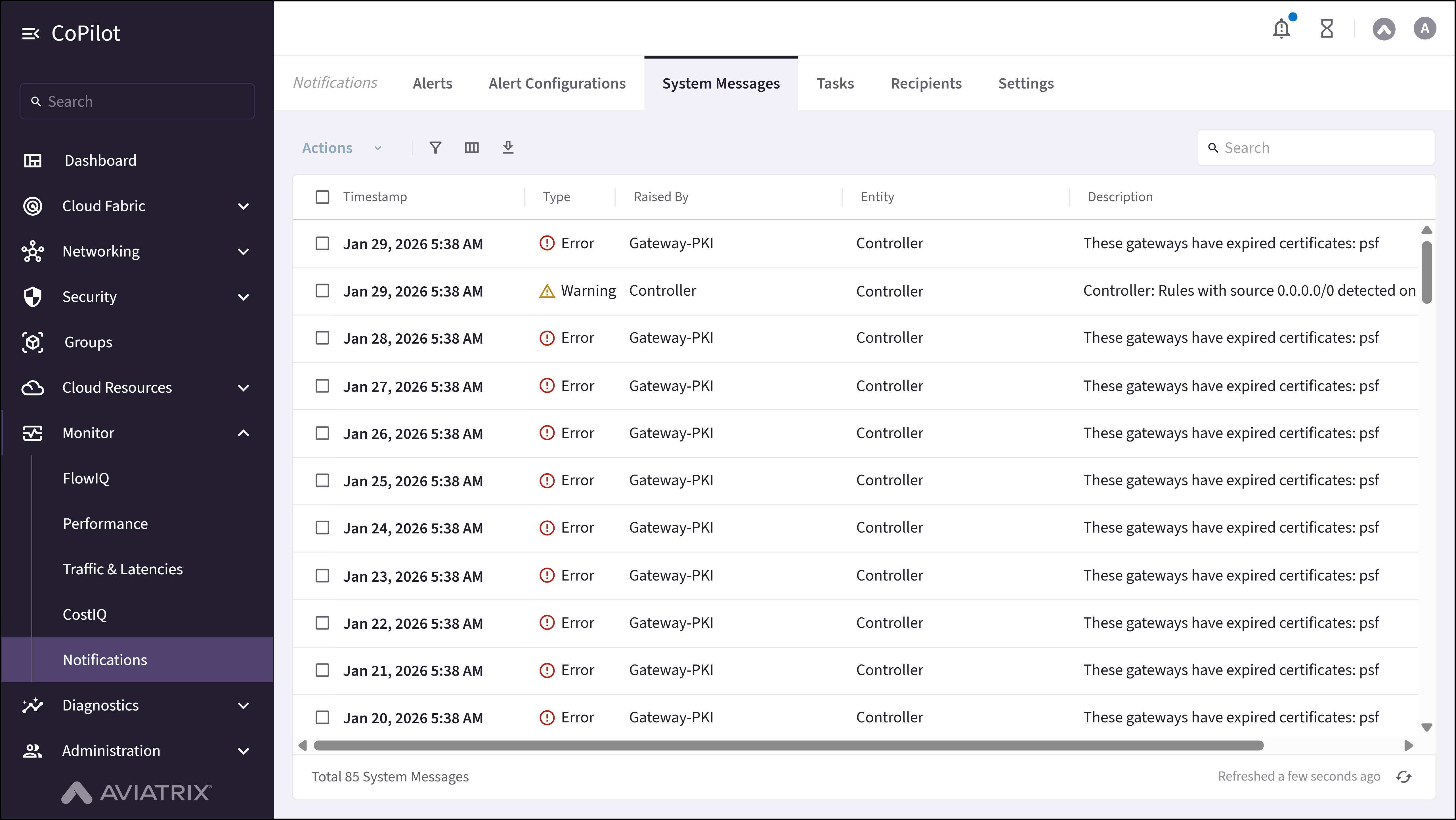 Notifications: System Messages