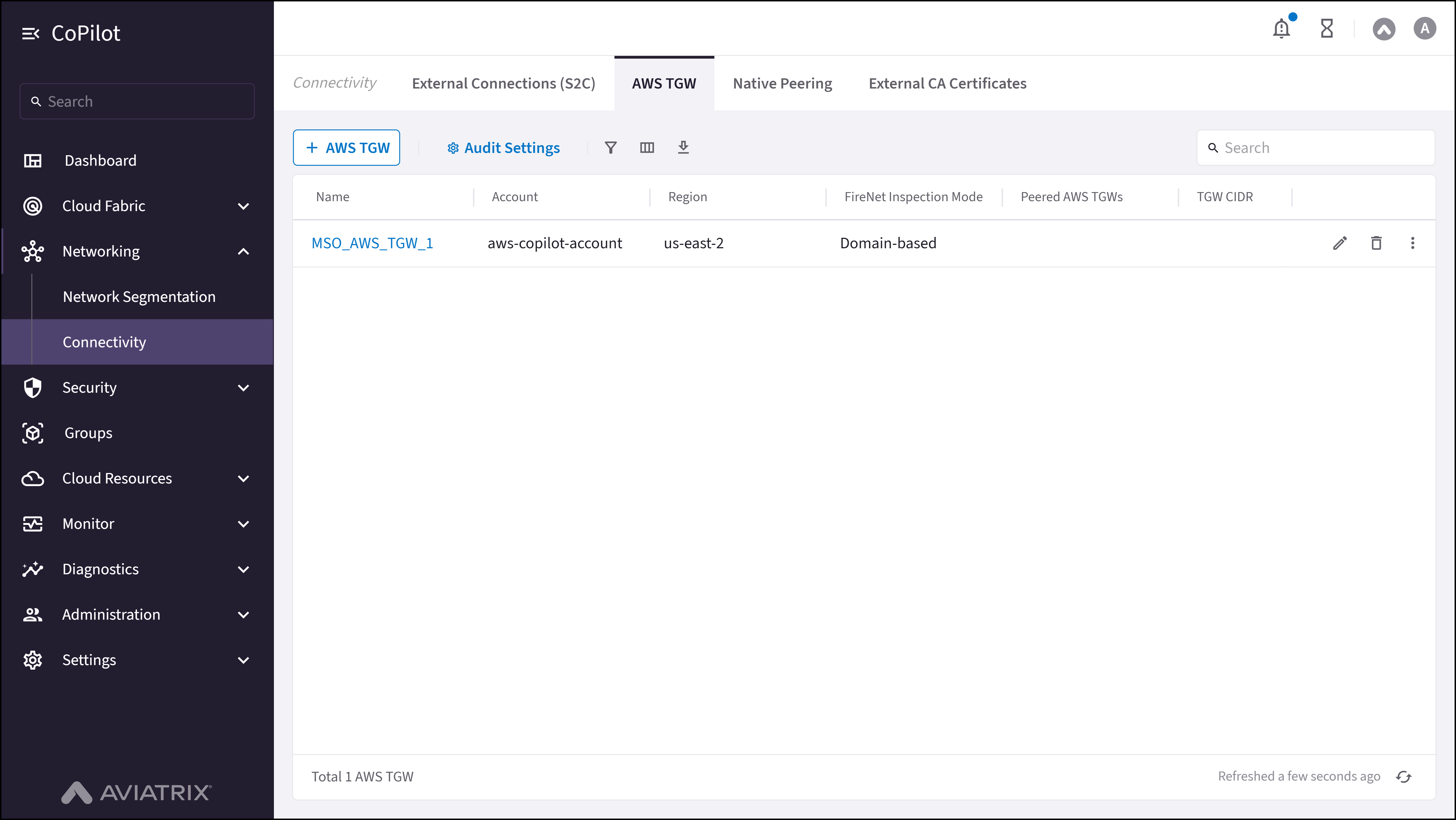 Connectivity: AWS TGW