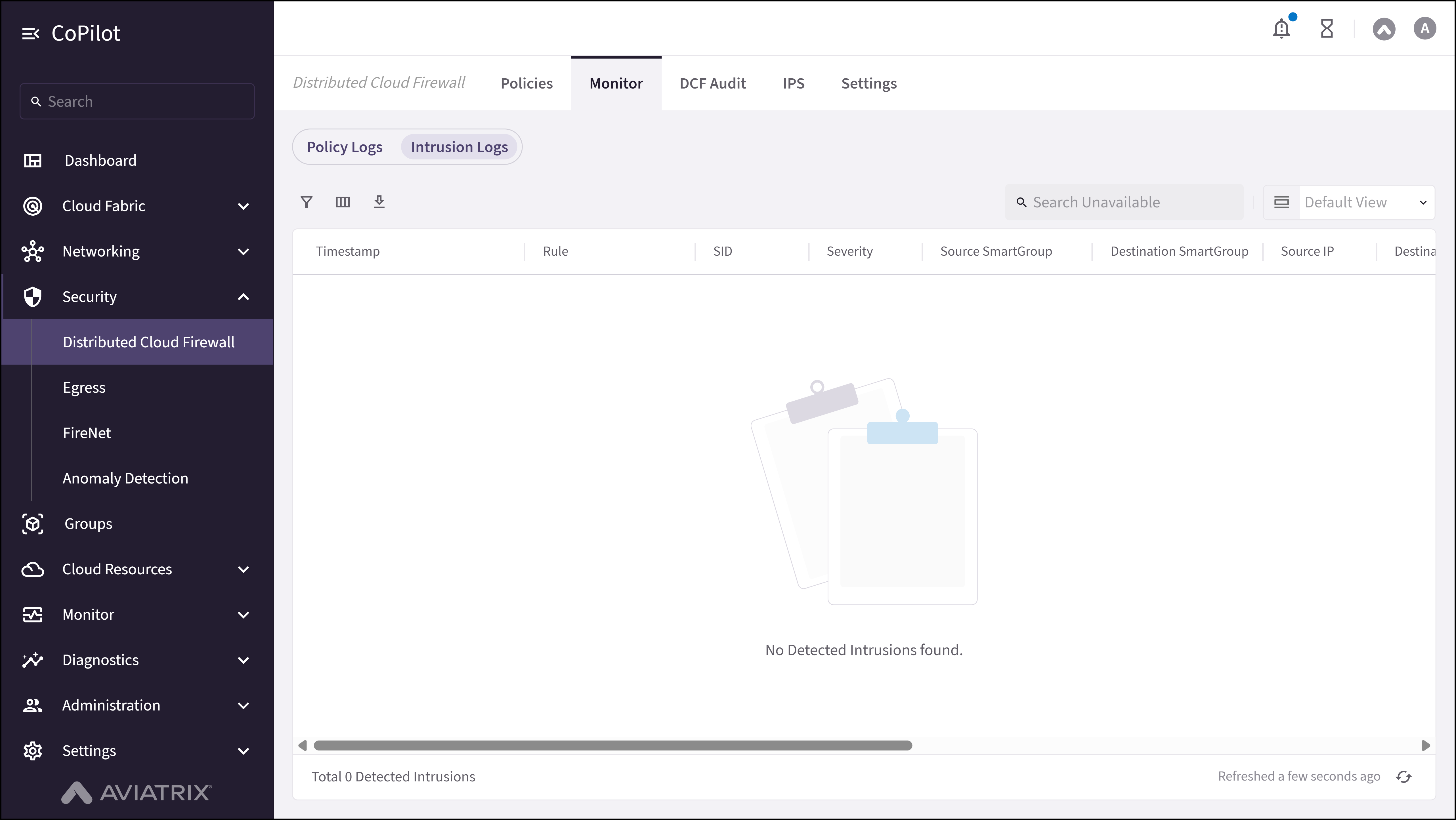 Distributed Cloud Firewall: Intrusion Logs