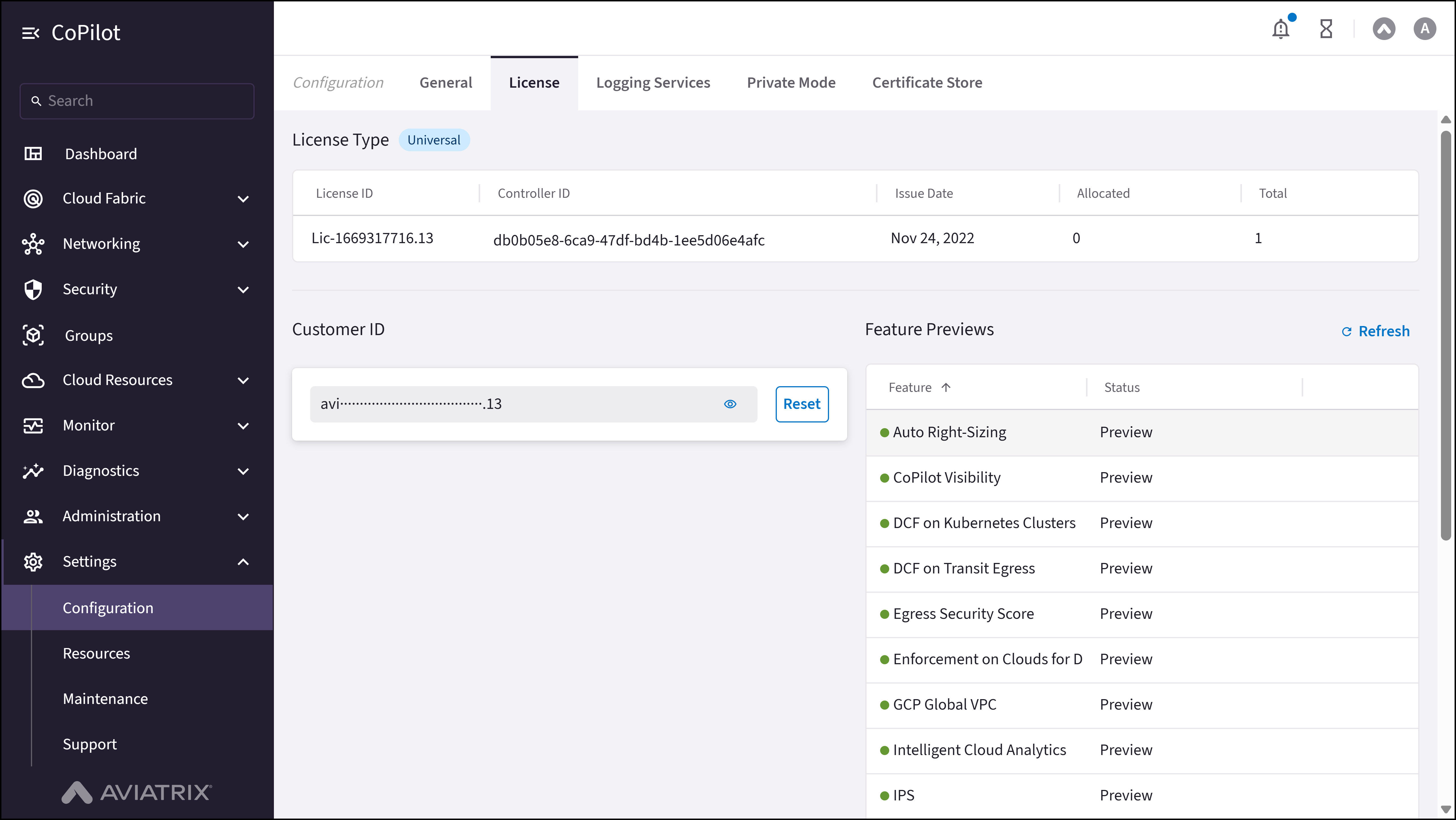 Configuration: License