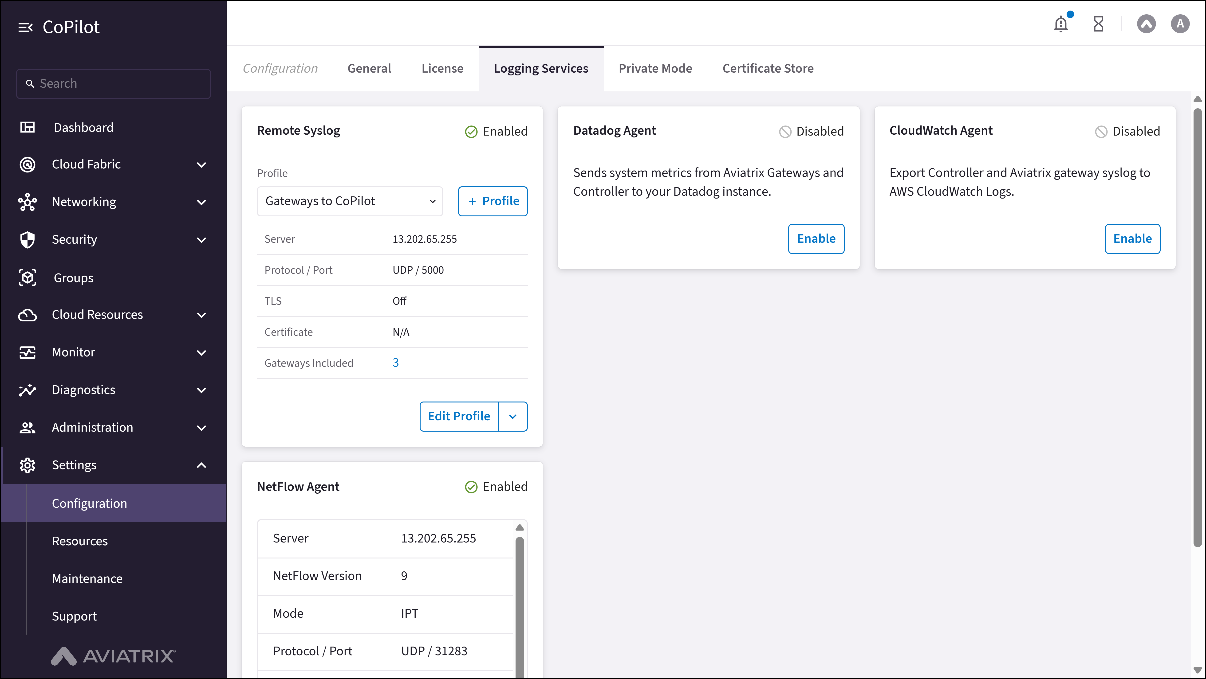 Configuration: Logging Services