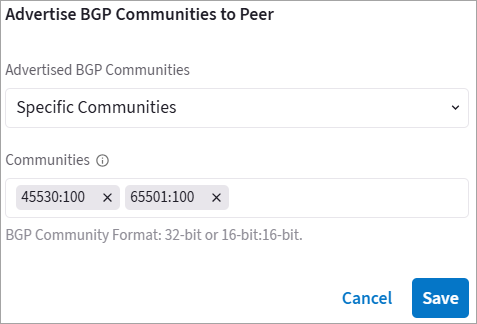 BGP Communities Connection Setting 1