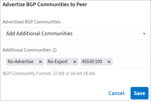 BGP Communities Connection Setting 2
