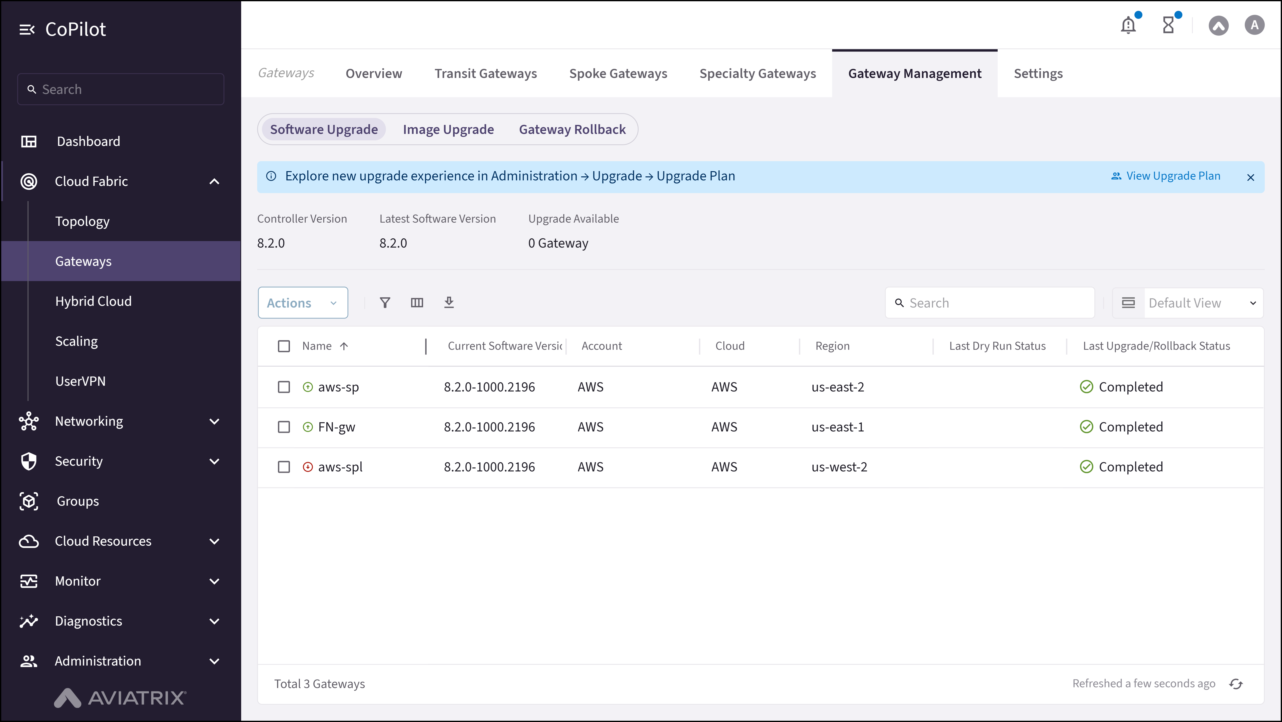 Gateway Management: Software Upgrade