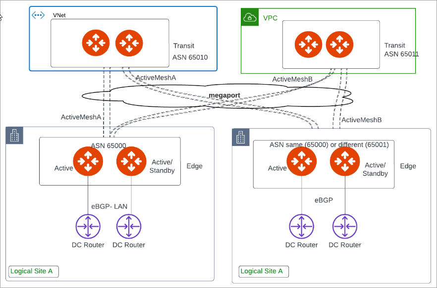 Edge Spoke Gateway connectivity to different LAN routers on a single site
