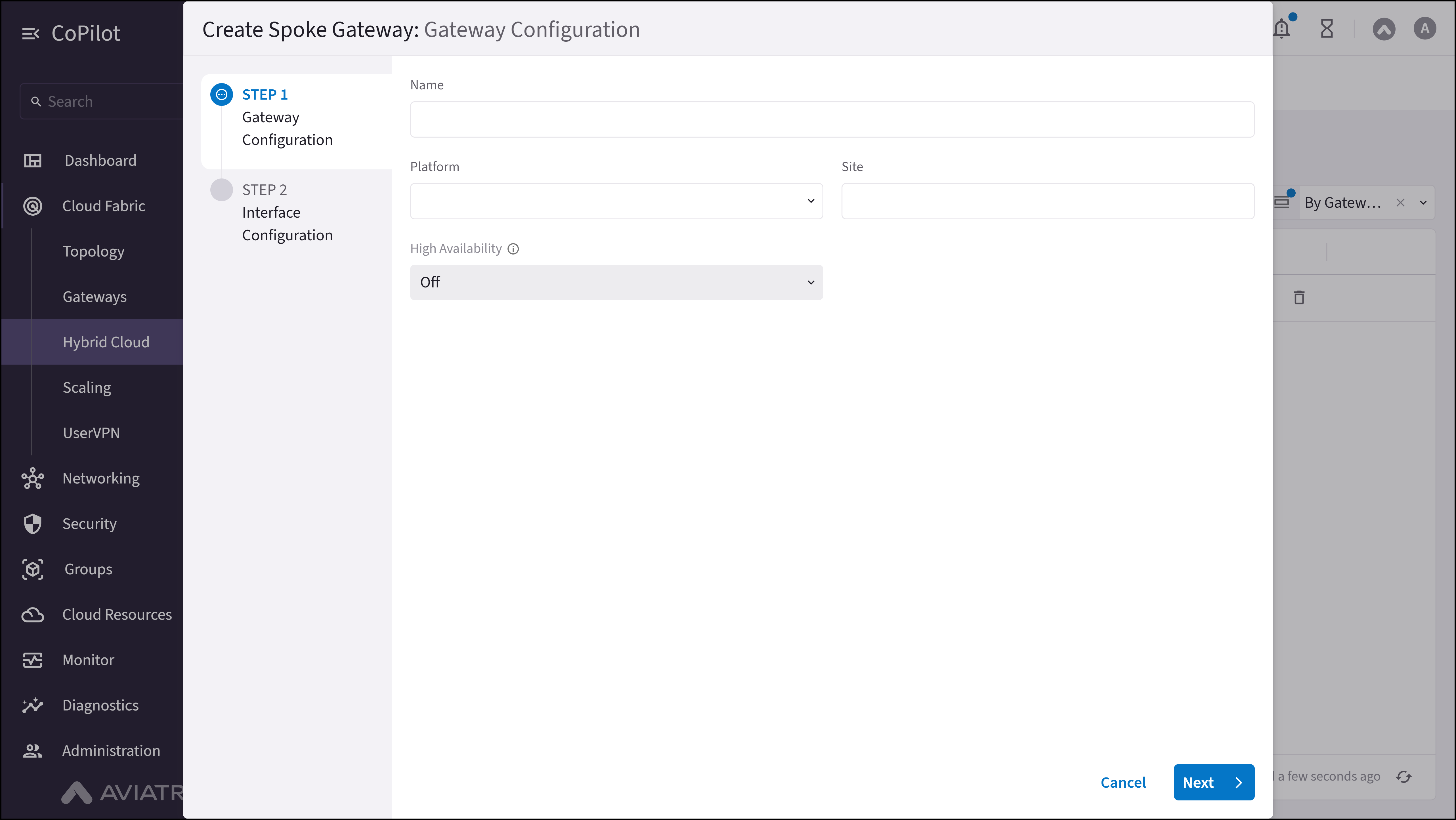 Hybrid Cloud: Create Edge Spoke Gateway - Step 1