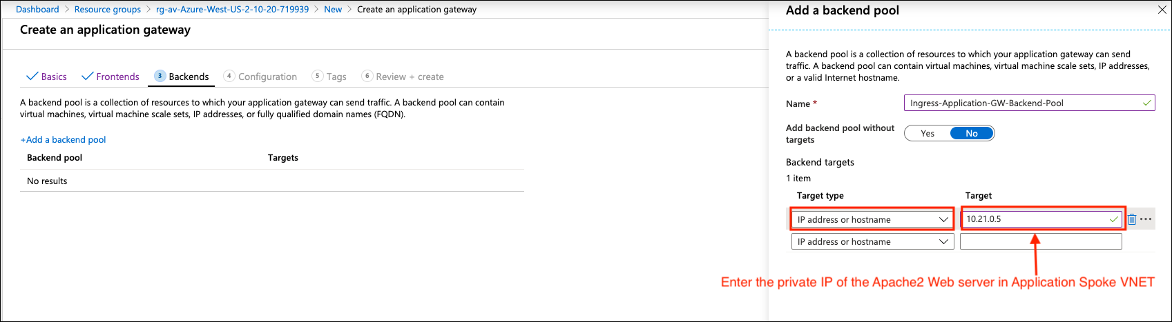 Azure Application Gateway Backend