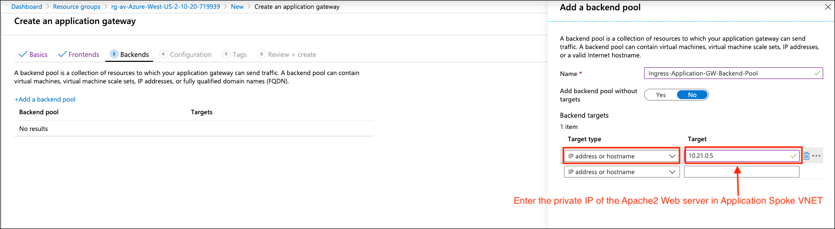 Azure Application Gateway Backend