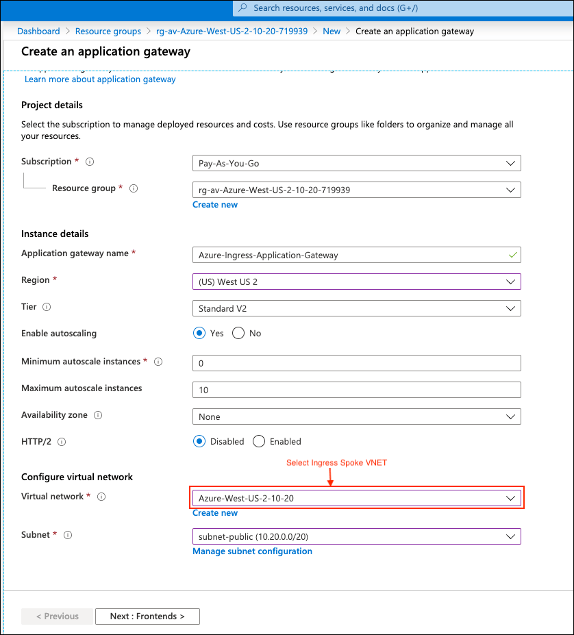 Azure Application Gateway Creation