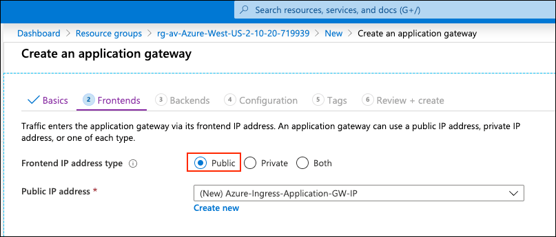 Azure Application Gateway Frontend