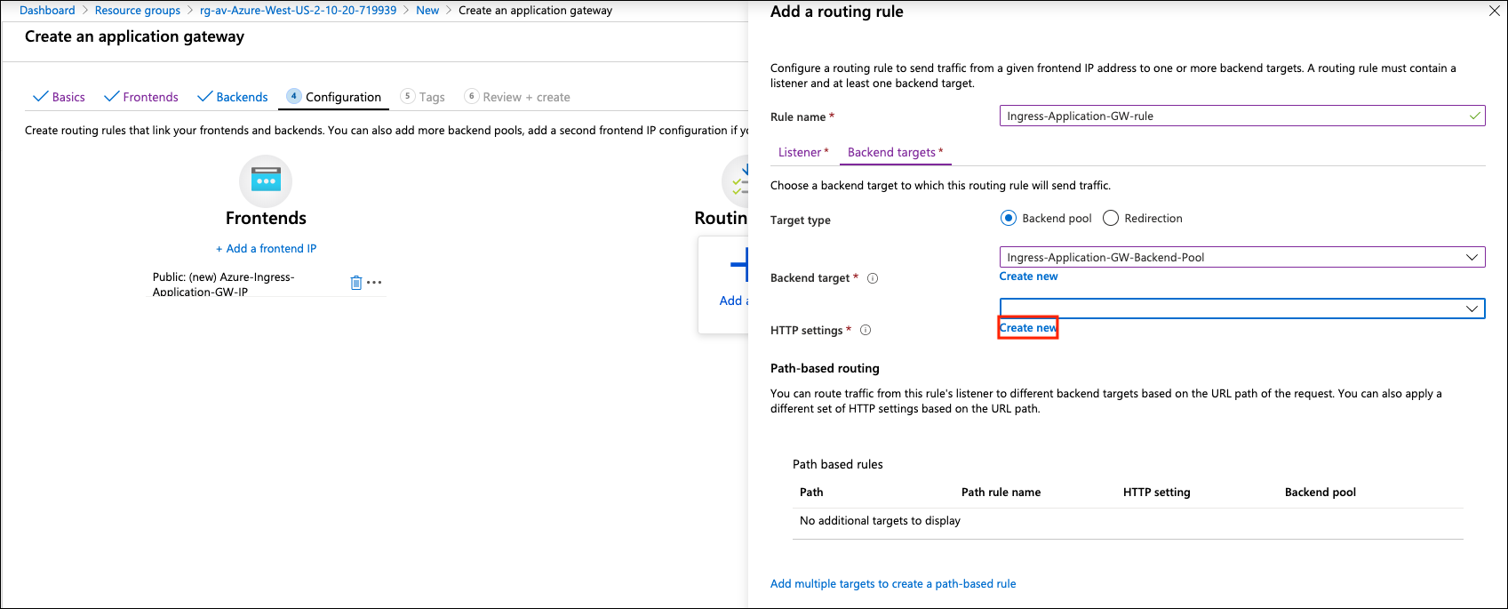 Azure Application Gateway Routing Rule Backend Target