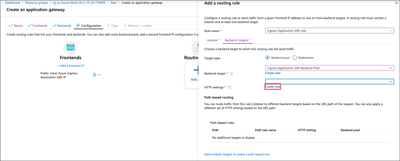 Azure Application Gateway Routing Rule Backend Target