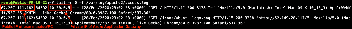 Azure Server Apache Access Log
