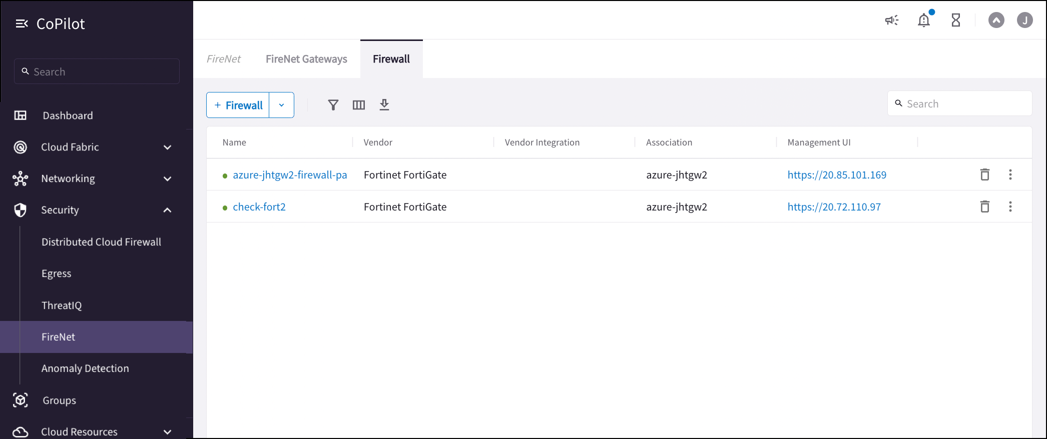Managing Firewalls in Transit FireNet - Aviatrix Documentation