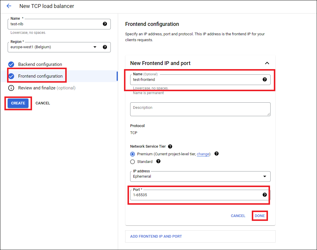Frontend configuration