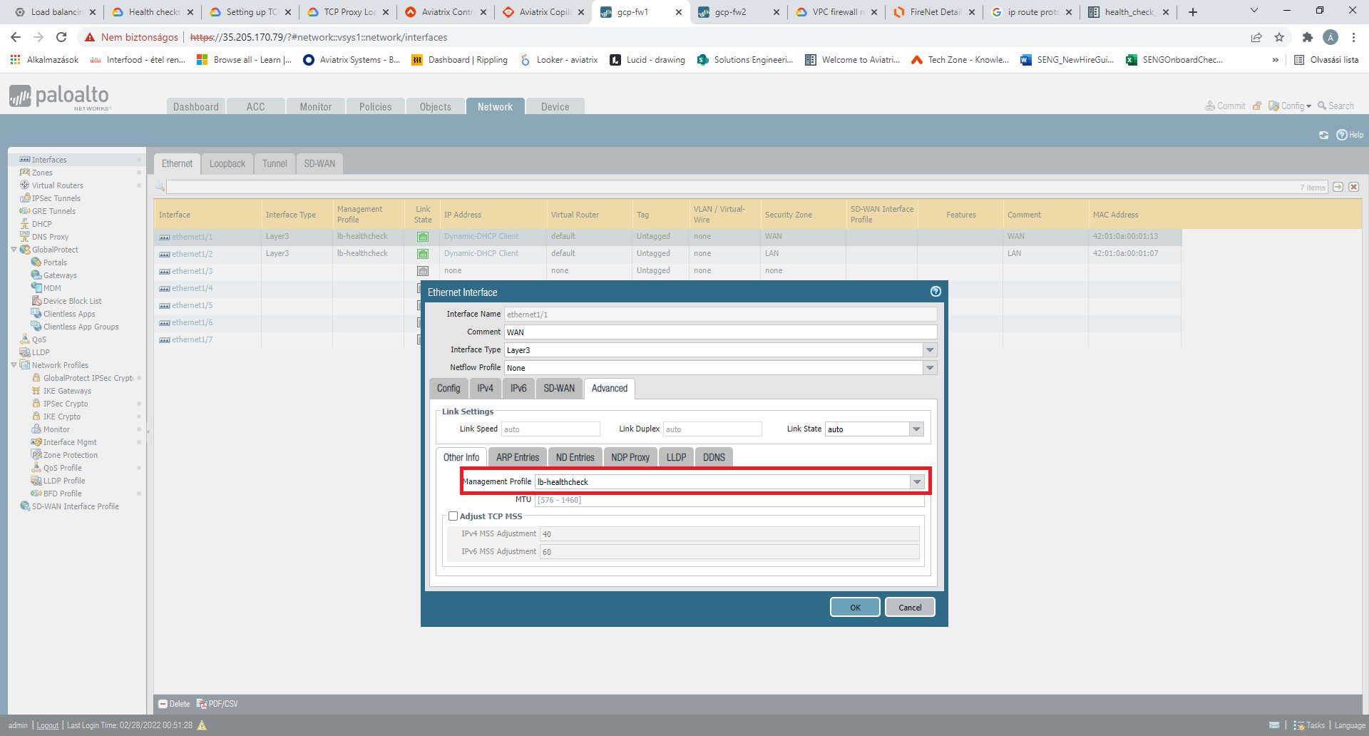 WAN interface profile