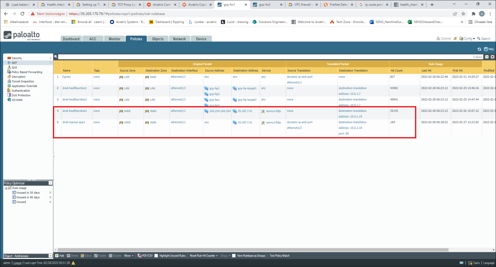 DNAT rules configuration