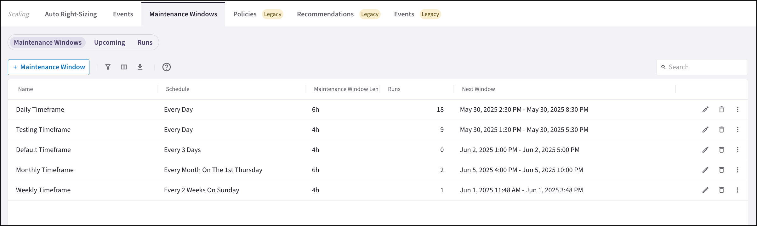 ars maintenance tab