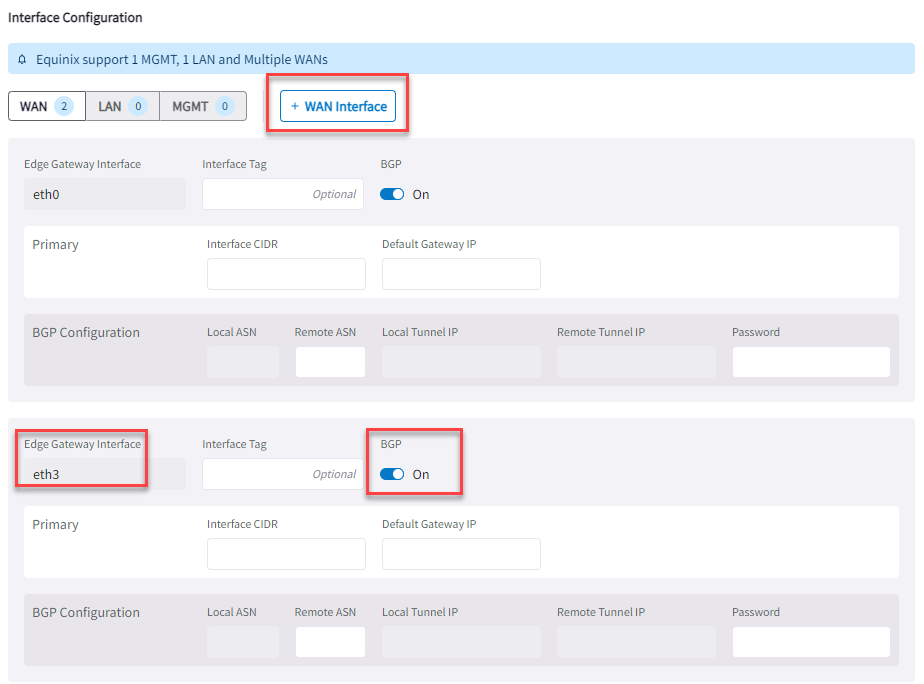 Edge Network Multi WAN Create