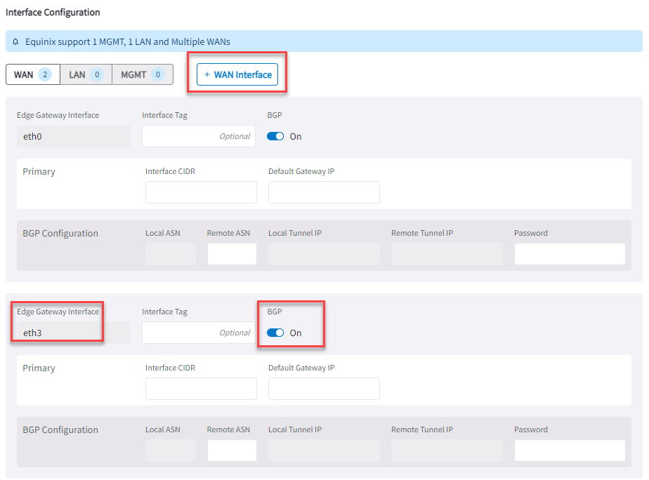 Edge Network Multi WAN Create