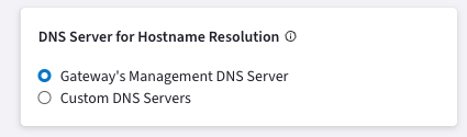 DNS Server for Hostname Resolution settings