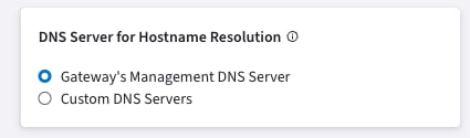 DNS Server for Hostname Resolution settings