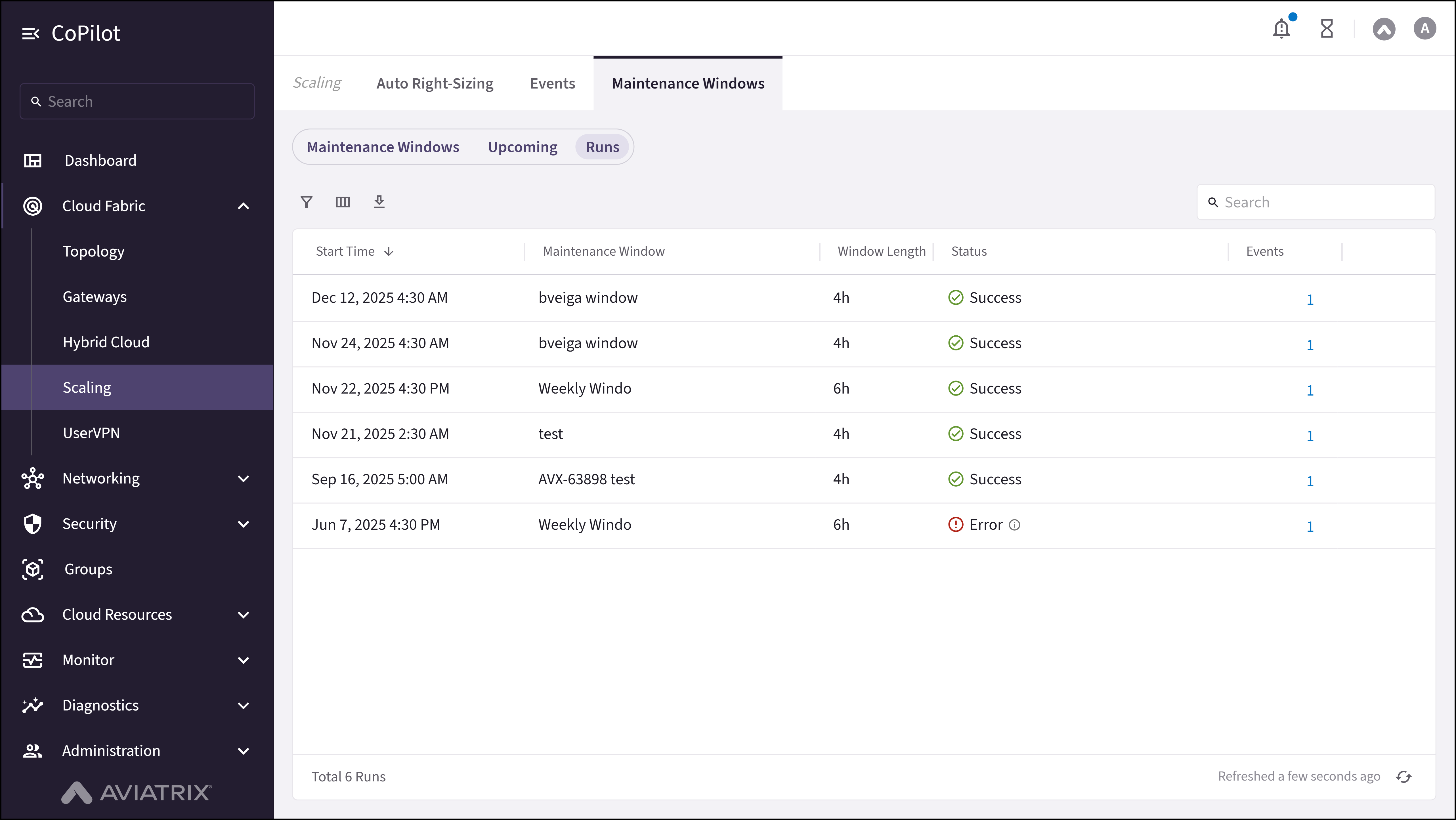 Scaling: Maintenance Runs