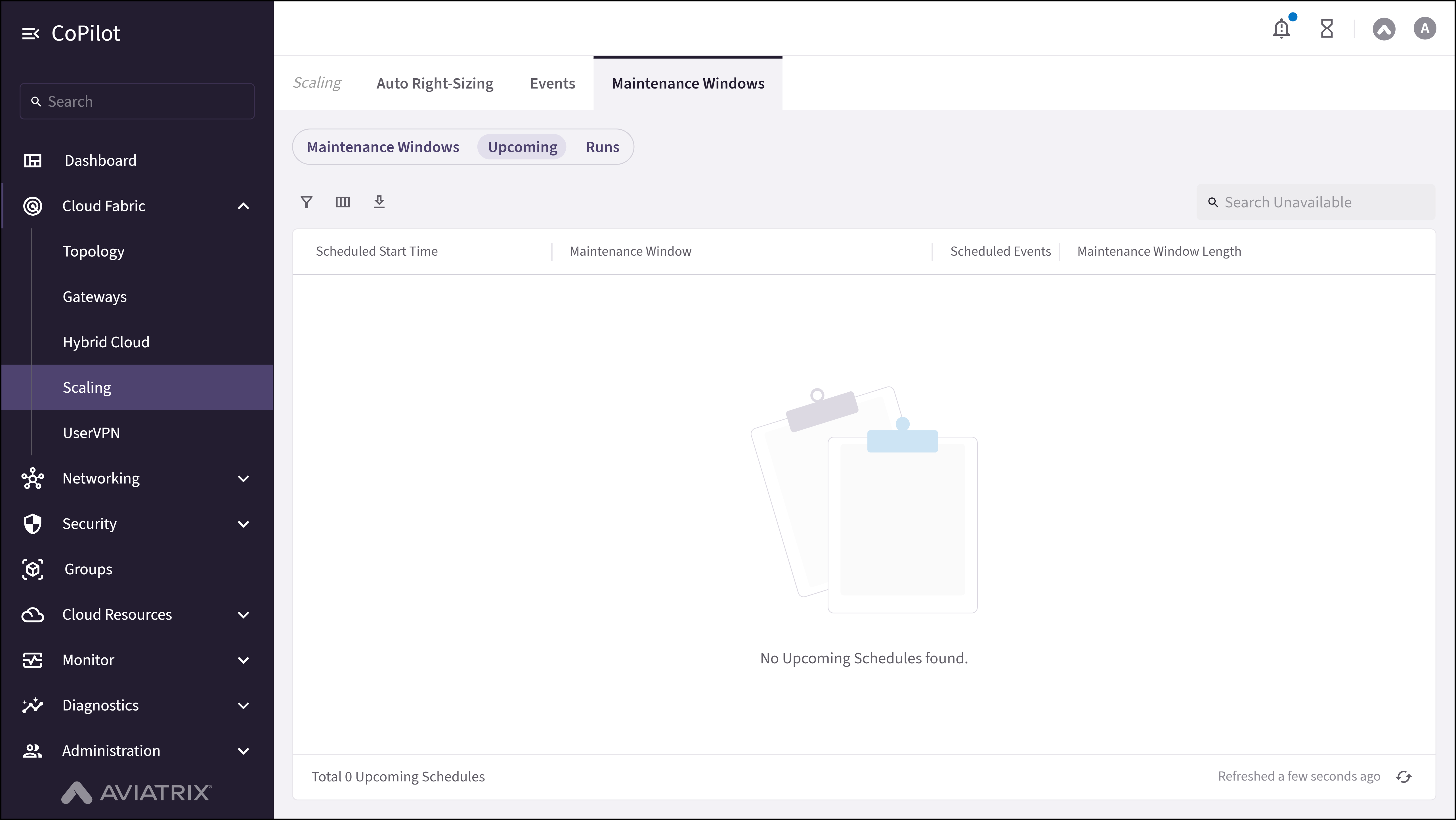 Scaling: Upcoming Maintenance Windows