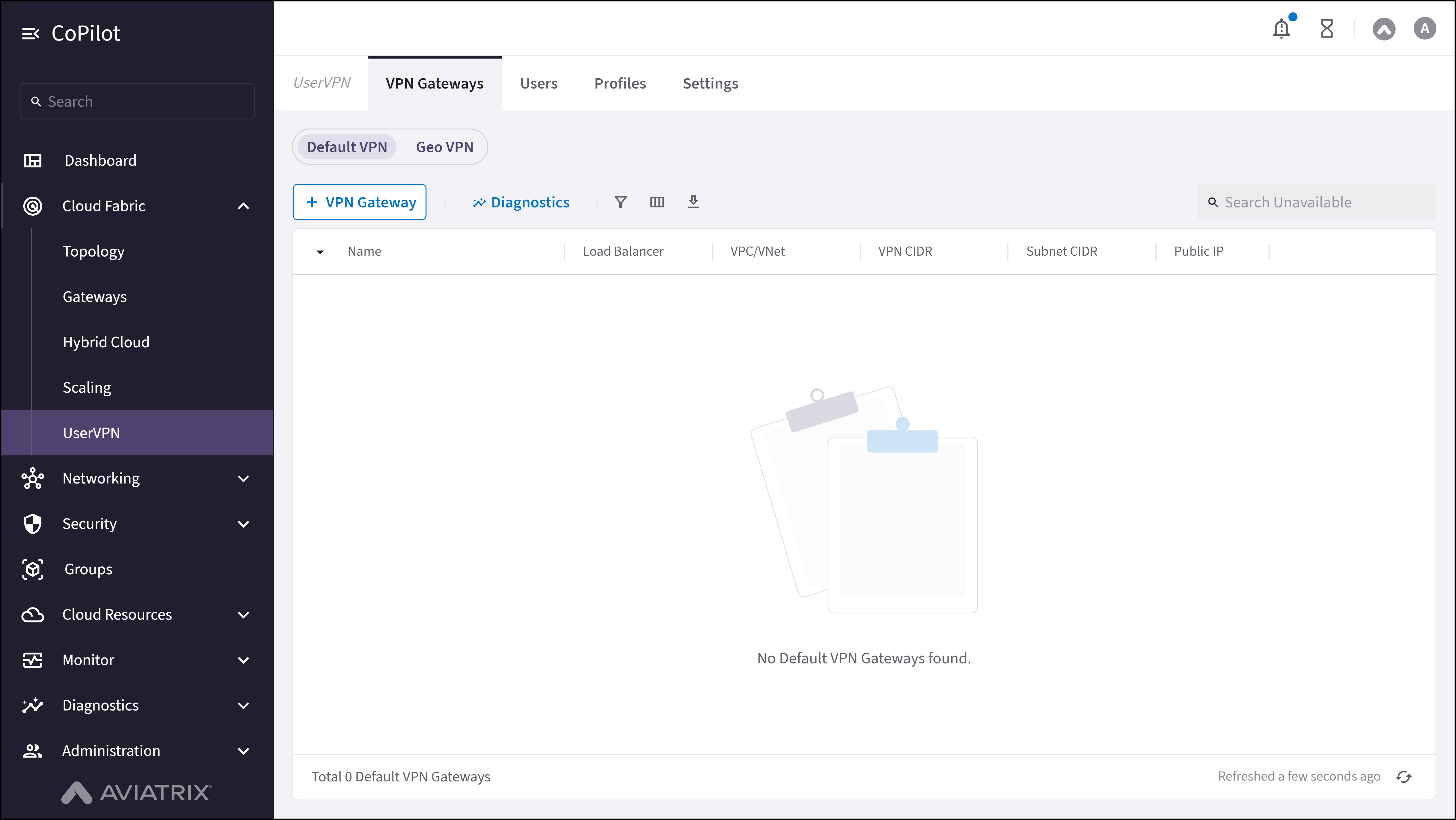 UserVPN: Default VPN