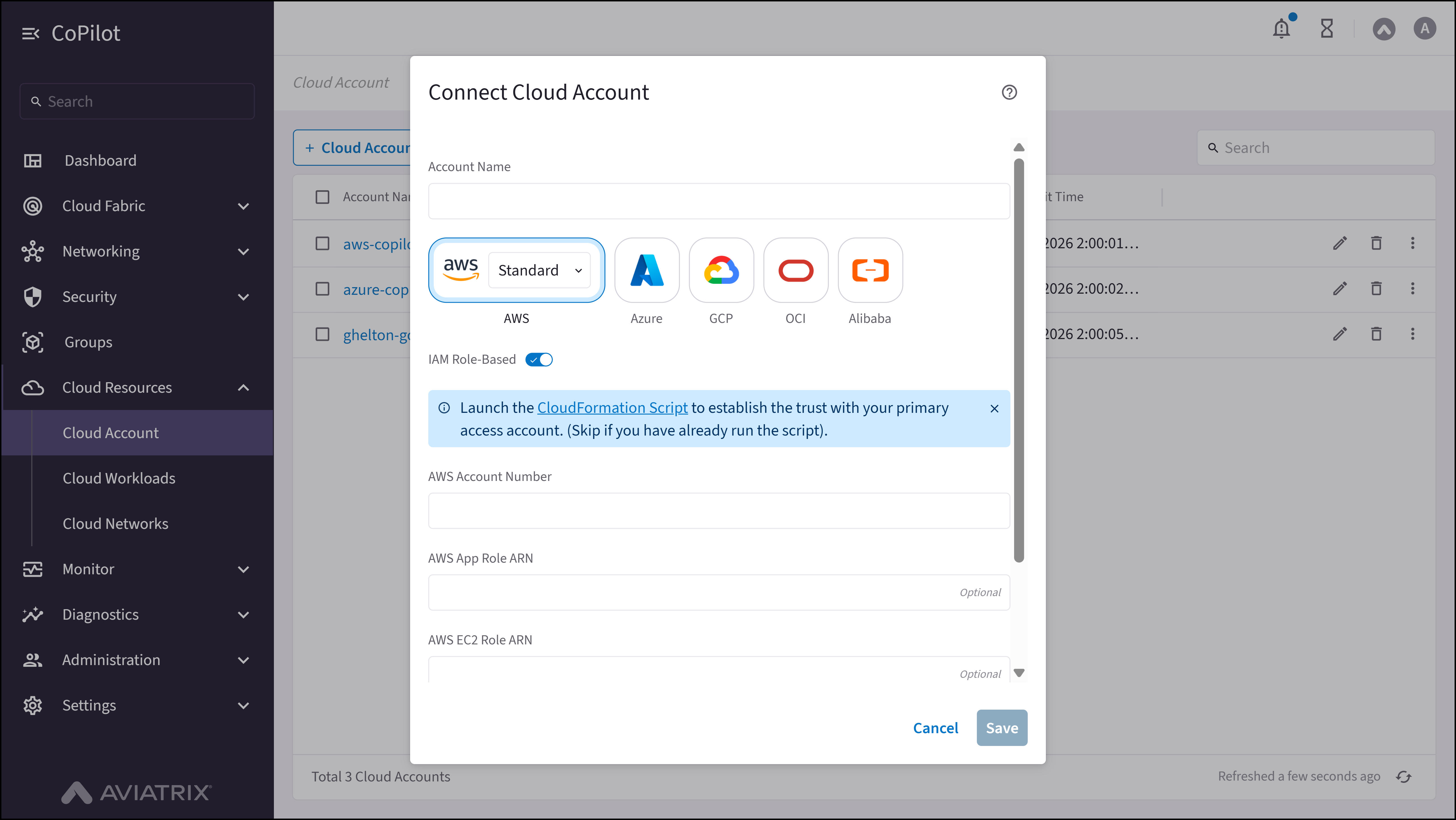 Cloud Account: Add Cloud Account