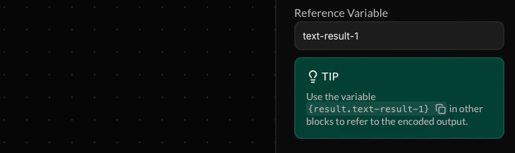 Screenshot of reference variable settings