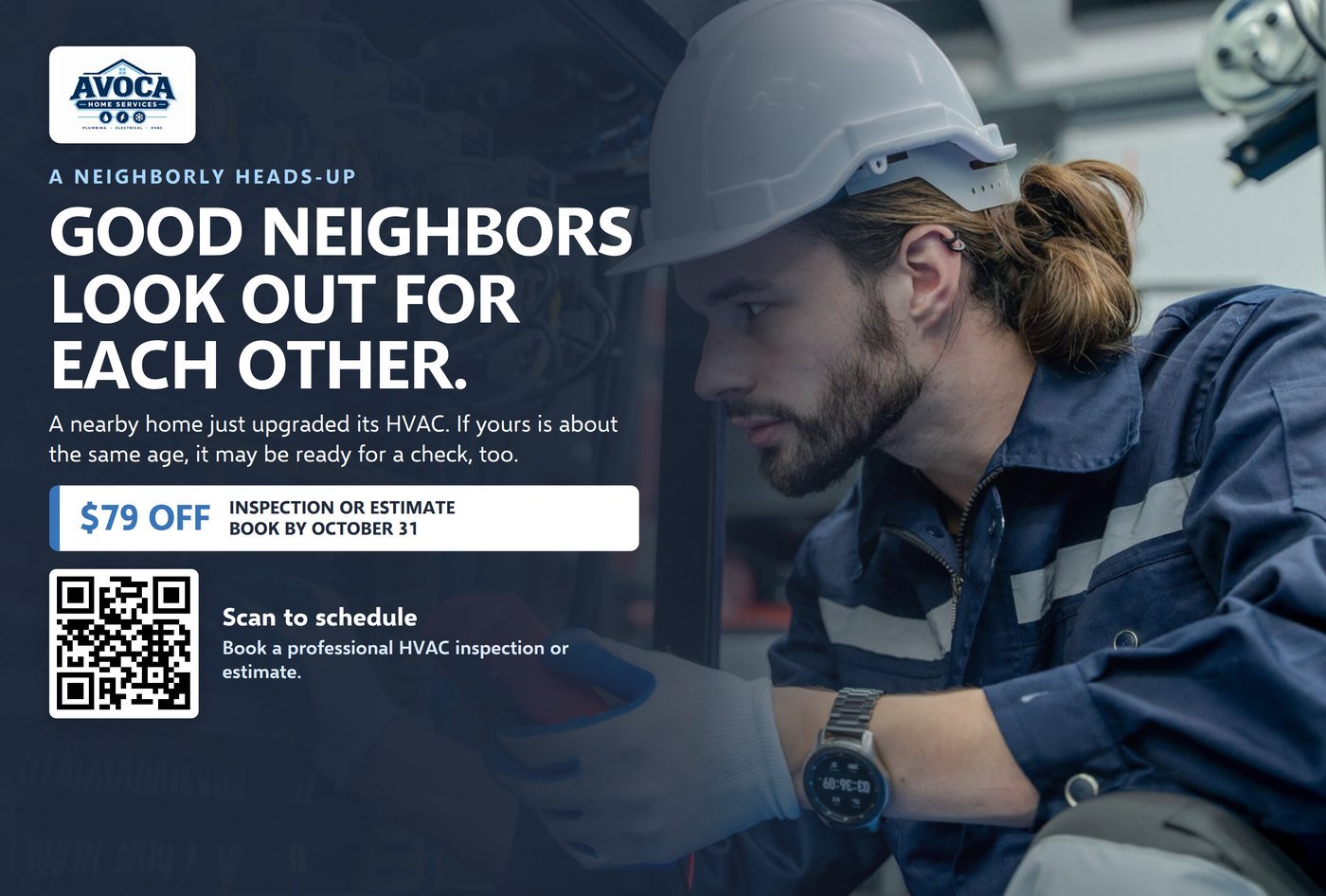 Front of a neighbor mailer saying a home nearby just had new equipment installed