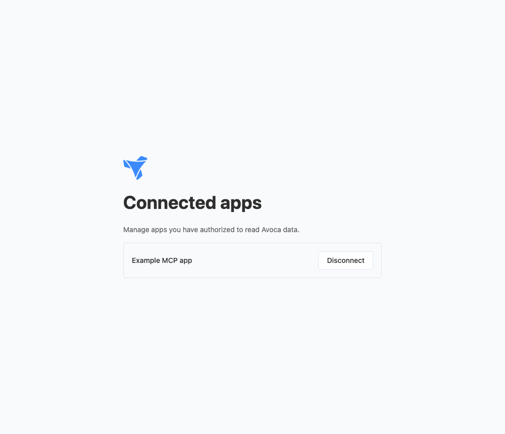 Connected apps with a Disconnect button