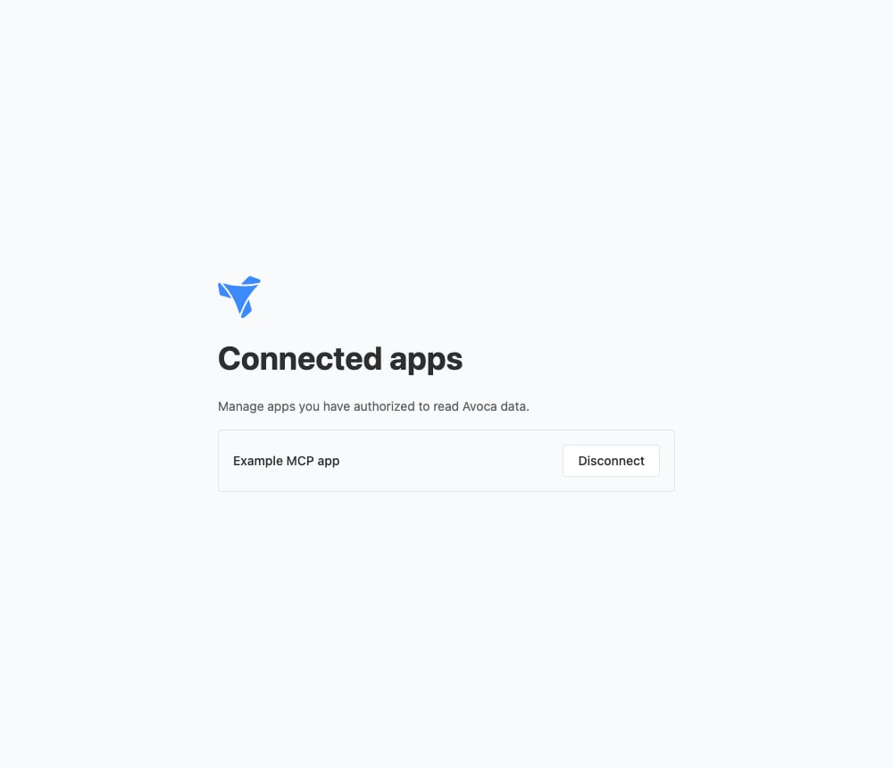 Connected apps with a Disconnect button