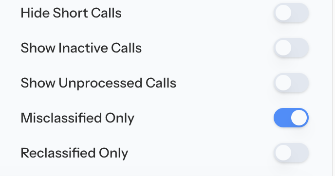 Coach filters configured to review misclassified calls