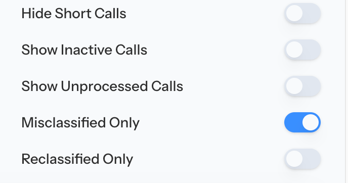 Coach filters configured to review misclassified calls