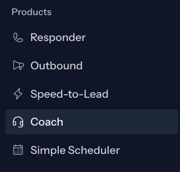 Coach link in the Avoca dashboard Products navigation