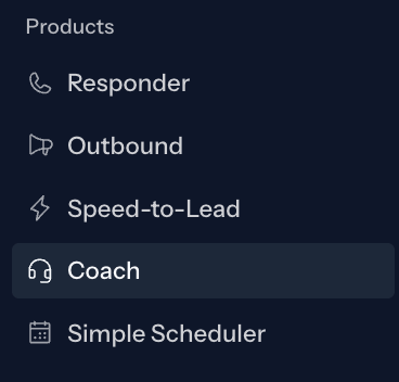Coach link in the Avoca dashboard Products navigation