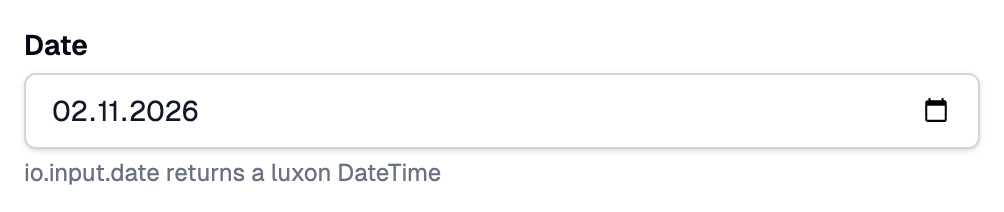 A Date field with a picked date, and help text under it