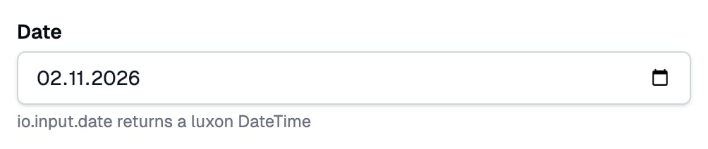 A Date field with a picked date, and help text under it